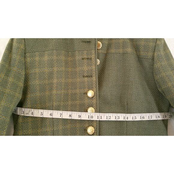 Howard Wolf Wool Blend Jacket- Green/Shimmering Gold Threading -Women's size 8 - Picture 7 of 10